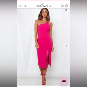 HELLO MOLLY Taking It Back Dress Hot Pink - M